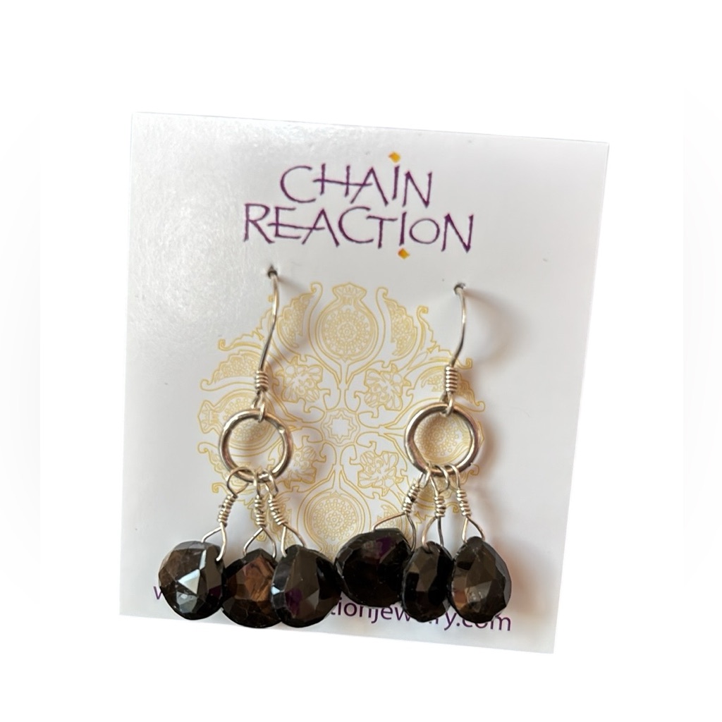 Chocolate Sapphire Faceted Teardrop Earrings On Sterling Silver Earwires Nwt